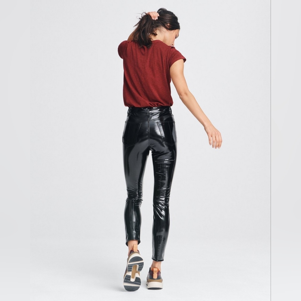 2. NWT RAG & BONE SUPER HIGH RISE SKINNY VINYL PANTS - Picture 4 of 10